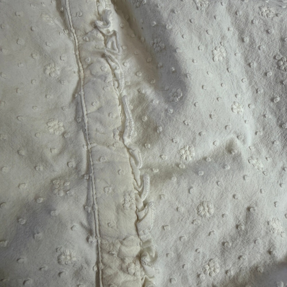 LOFT Womens White Floral Embroidered Ruffle Sleeveless Top Size M Cottagecore - Picture 7 of 9
